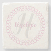 Rosa dekorativer Circle Monogram Untersetzer (Vorderseite)