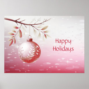 Rosa dekorativer Weihnachtsball-Feiertagsplakat Poster