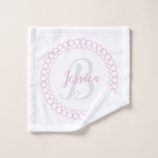 Rosa dekoratives Circle Monogram Bath Handtuch Set (Waschlappen)