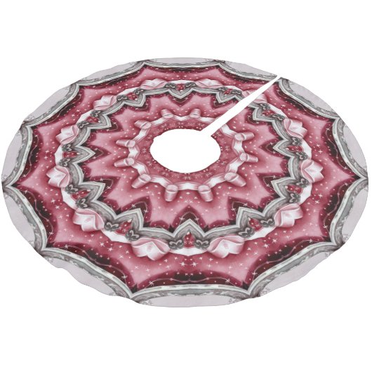 Rosa dekoratives Weihnachtsbaumrock Polyester Weihnachtsbaumdecke (Schrägansicht)