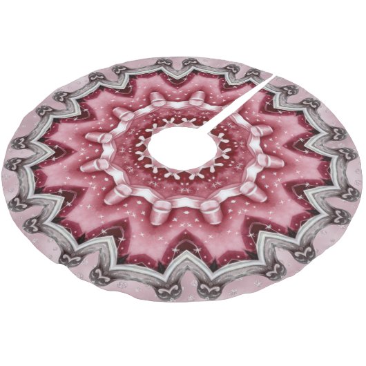 Rosa dekoratives Weihnachtsbaumrock Polyester Weihnachtsbaumdecke (Schrägansicht)