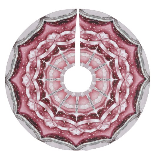 Rosa dekoratives Weihnachtsbaumrock Polyester Weihnachtsbaumdecke (Vorderseite)