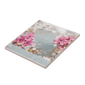 Rosa dekorierte Keramik Fliese (Seite)