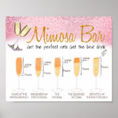 Rosa Dekoriertes Mimosa Bar Bridal Brunch Zeichen Poster (Vorne)