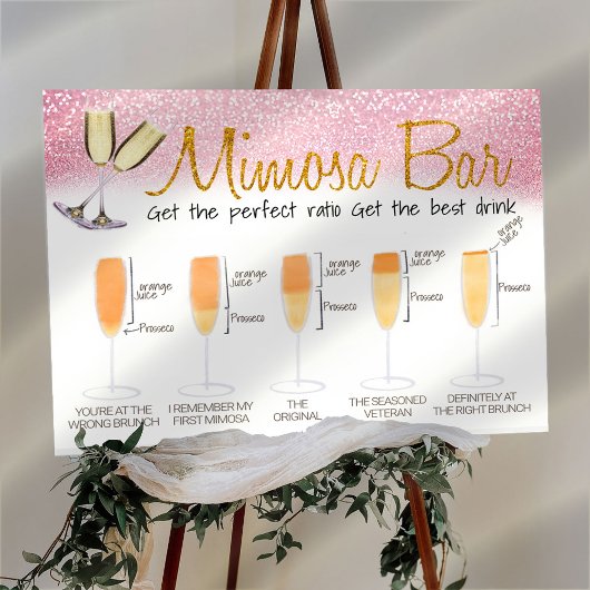 Rosa Dekoriertes Mimosa Bar Bridal Brunch Zeichen Poster