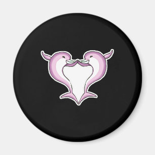 rosa Delfin Herz Magnet