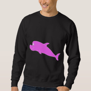 Rosa Delphin auf Schwarzem Sweatshirt
