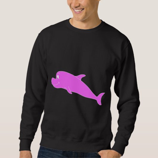 Rosa Delphin auf Schwarzem Sweatshirt (Vorderseite)