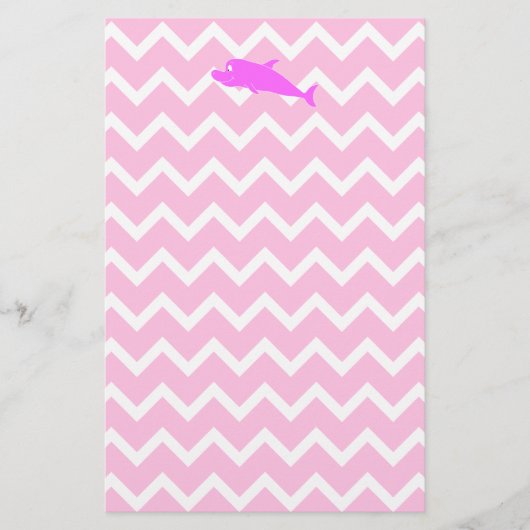 Rosa Delphin Briefpapier (Vorderseite)