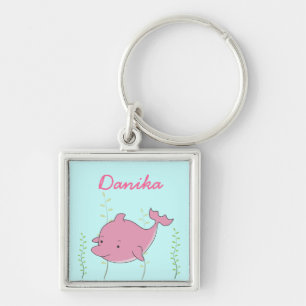 Rosa Delphin-Mädchen-Namensschlüsselring Keychain Schlüsselanhänger