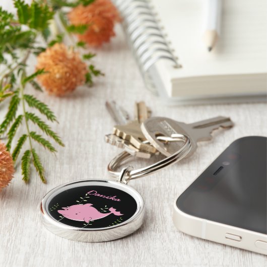 Rosa Delphin-Mädchen-Namensschlüsselring Keychain Schlüsselanhänger (Seite)
