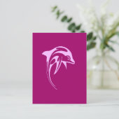 Rosa Delphin Postkarte (Stehend Vorderseite)