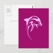 Rosa Delphin Postkarte (Vorne/Hinten)