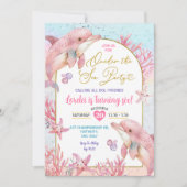 Rosa Delphinen Party Einladung (Vorderseite)