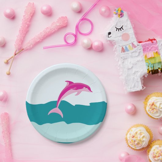 Rosa Delphinthema-Teller Pappteller (Party)
