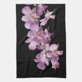 Rosa Dendrobium-Orchideen-Blume auf Schwarzem - Geschirrtuch (Vertikal)