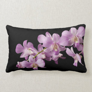 Rosa Dendrobium-Orchideen-Blume auf Schwarzem - Lendenkissen