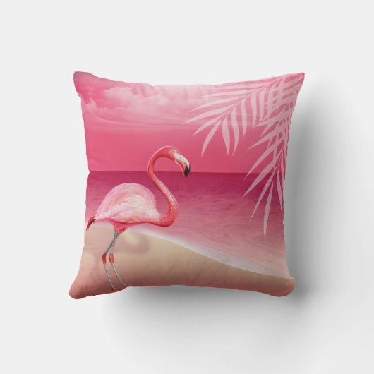 Rosa der Flamingo-Strand-Hochzeit | Kissen (Rückseite)