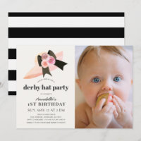 Rosa Derby Hat Rose 1. Geburtstag Party Foto
