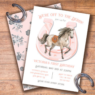 Rosa Derby Pferderennen Geburtstagsparty Einladung