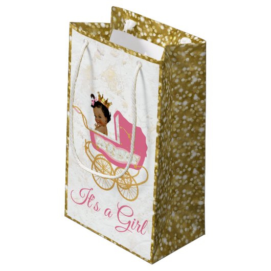 Rosa des Afrikaner-Princess| u. Goldschimmer Kleine Geschenktüte (Rückseite Schrägansicht)