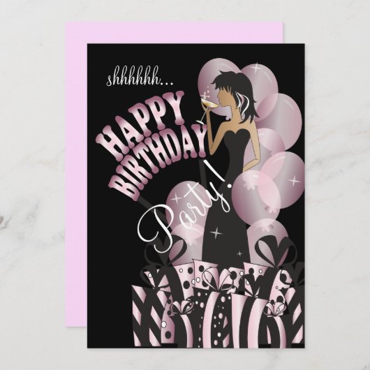 Rosa des alles- Gute zum Geburtstagdiva-Mädchen-| Einladung (Vorne/Hinten)