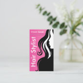 Rosa des elegante Frauen-Salon-Haar-Stylist-| Visitenkarte (Stehend Vorderseite)