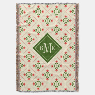 Rosa des Monogramm- u. grüne Steppdecken-mit Decke