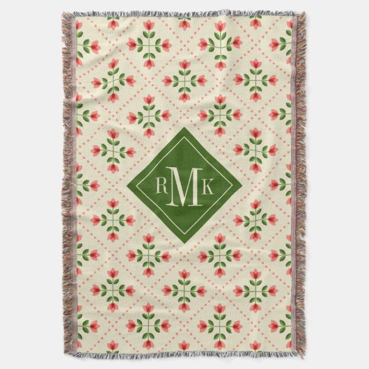 Rosa des Monogramm-| u. grüne Steppdecken-mit Decke (Vorderseite Vertikal)