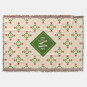 Rosa des Monogramm-| u. grüne Steppdecken-mit Decke (Vorderseite)