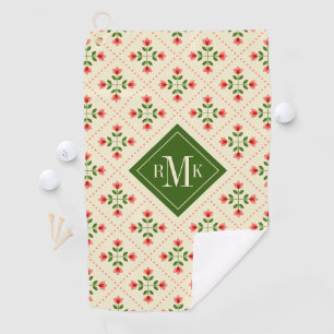 Rosa des Monogramm-  u. grüne Steppdecken-mit Golfhandtuch