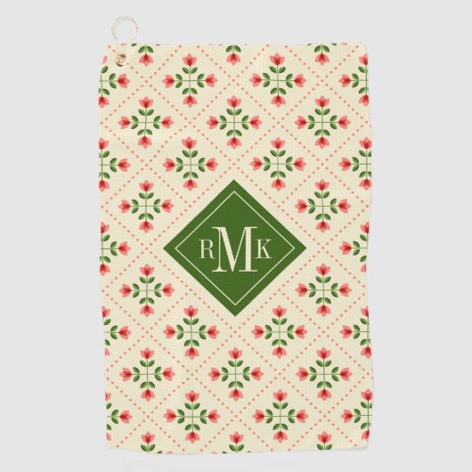 Rosa des Monogramm-| u. grüne Steppdecken-mit Golfhandtuch (Vorderseite)