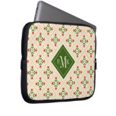 Rosa des Monogramm-| u. grüne Steppdecken-mit Laptopschutzhülle (Vorne Rechts)