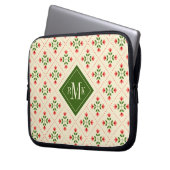 Rosa des Monogramm-| u. grüne Steppdecken-mit Laptopschutzhülle (Vorderseite Links)