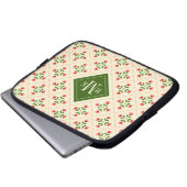 Rosa des Monogramm-| u. grüne Steppdecken-mit Laptopschutzhülle (Vorne Knopf)