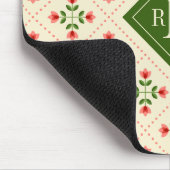 Rosa des Monogramm-| u. grüne Steppdecken-mit Mousepad (Ecke)