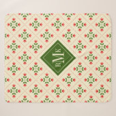 Rosa des Monogramm-| u. grüne Steppdecken-mit Sherpadecke (Vorderseite (Horizontal))