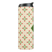 Rosa des Monogramm-| u. grüne Steppdecken-mit Thermosbecher (Nach links gedreht)