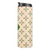 Rosa des Monogramm-| u. grüne Steppdecken-mit Thermosbecher (Nach rechts gedreht)