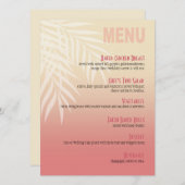 Rosa des Sommer-Brisen-Strand-Abendessen-Menüs | Menükarte (Vorne/Hinten)