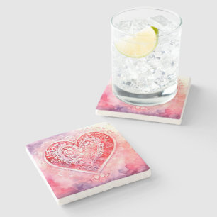 Rosa Design Herz Steinuntersetzer
