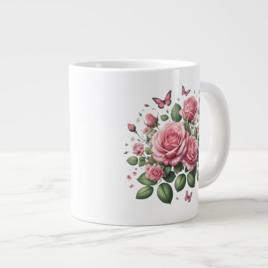 Rosa-Design Jumbo-Tasse (Vorderseite Rechts)