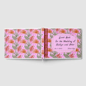 Rosa Design mit farbenfrohen Blätter Gästebuch (Voll)