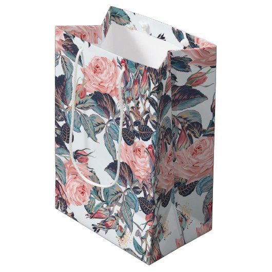 Rosa-Design Mittlere Geschenktüte (Vorderseite Schrägansicht)