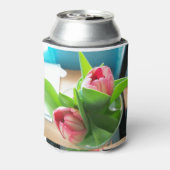 Rosa Desktop-Tulpen Dosenkühler (Kanne Rückseite)