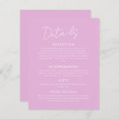 Rosa Details Große Hochzeitskarte Begleitkarte (Vorne/Hinten)