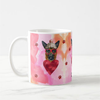 Rosa Deutscher Schäferhund Valentinstag Geschenk H Kaffeetasse