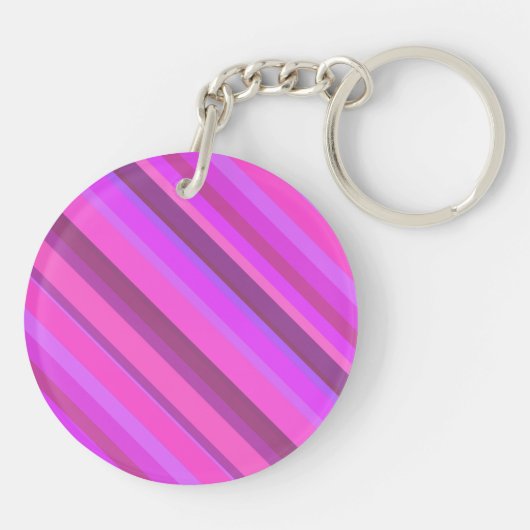 Rosa diagonale Streifen Schlüsselanhänger (Rückseite)