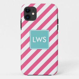 Rosa Diagonale Stripes Monogramm Case-Mate iPhone Hülle