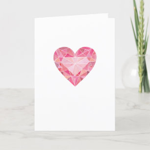 Rosa Diamant-Aquarell-Herz-Juwel-Glamour-Liebensbo Feiertagskarte